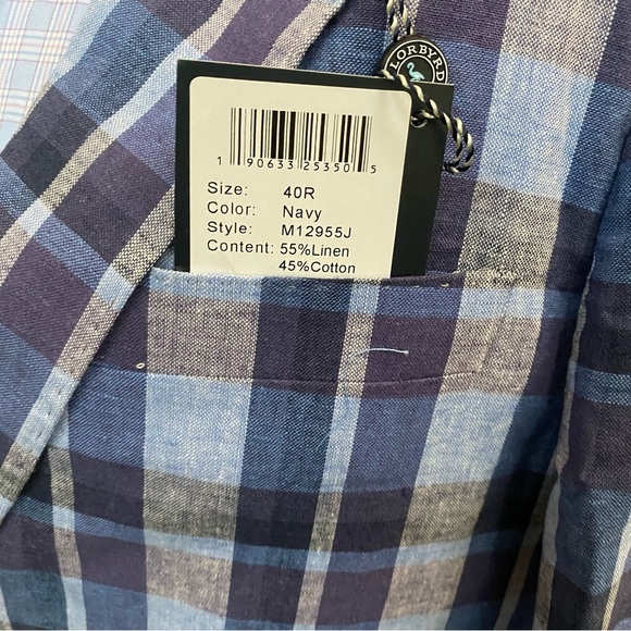 New Tailorbyrd linen blend check pattern 2 button sports coat men’s size 40R - Picture 4 of 8